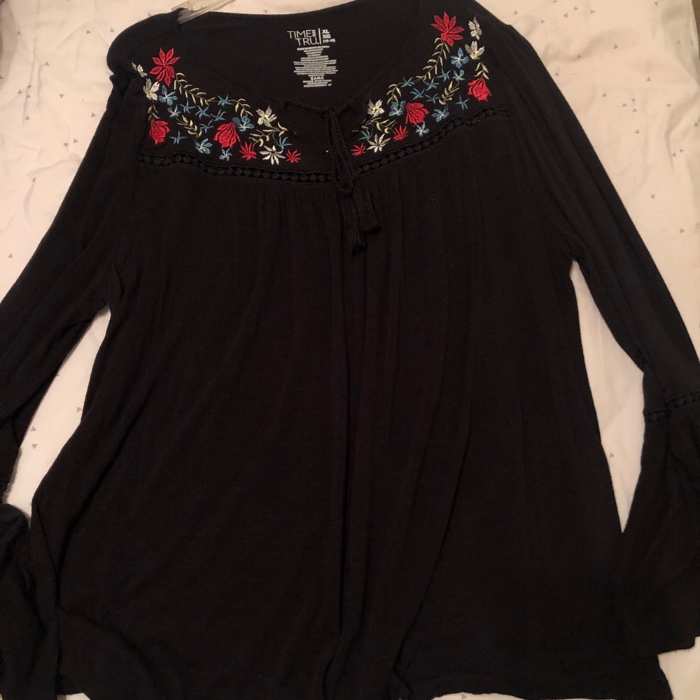 3 for $12 Time and Tru Long Sleeve Black Blouse